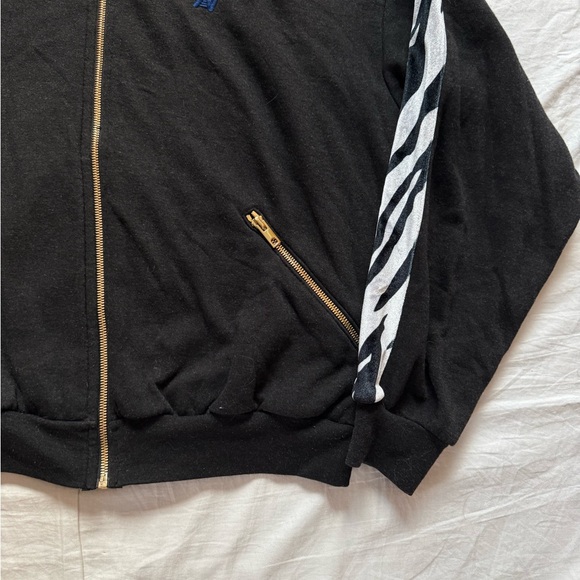 Aviator nation dark grey zebra trim full zip hoodie Womens S - Picture 3 of 6